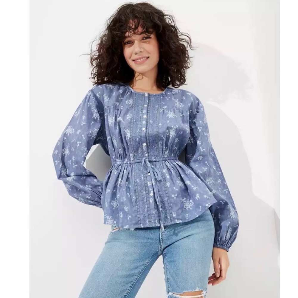 AE Long Sleeve Tie-Front Tunic
